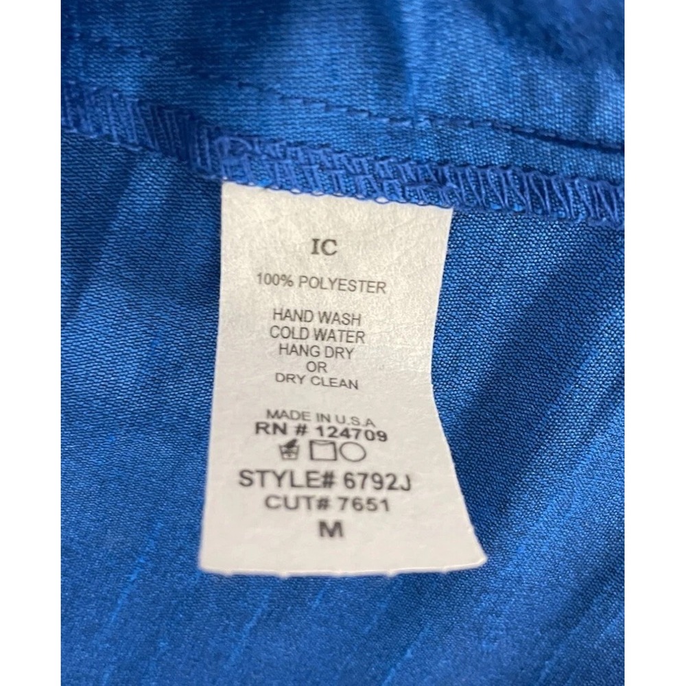 IC‎ By Connie K Blue Collared Artsy Polyester Top Womens Size M Vintage - Picture 5 of 8